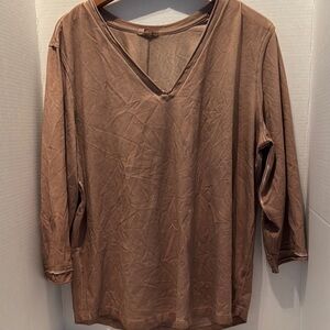 Women's Brown V-Neck Top